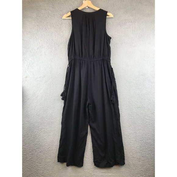 New Sonoma Solid Drawstring Waist Wide Leg Crop Pants Jumpsuit Small - Picture 2 of 8